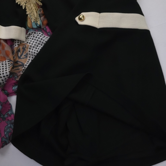 Milly Black Dress with Cream Accents and Gold Buttons Sz L - Picture 5 of 10